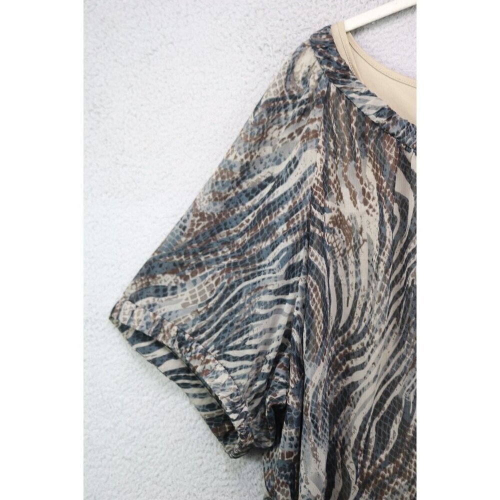 Maggie Barnes Sheer Animal Print Top w/ Tank-Size 5X (34-36W) - Picture 5 of 11